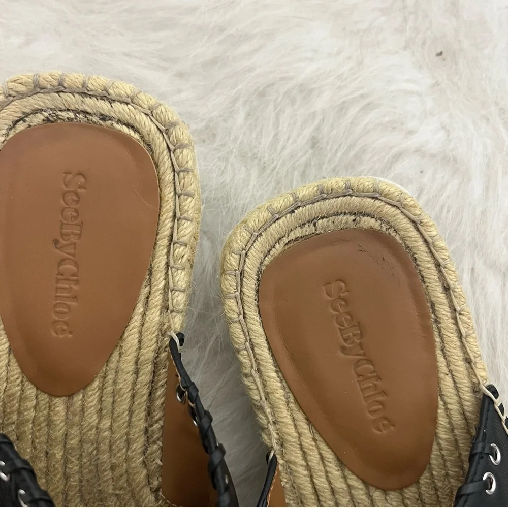 See by Chloe Yuna Espadrille Woven Studded Leather Sandals - Picture 7 of 11